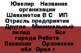 Ювелир › Название организации ­ Шаяхметов В.С., ИП › Отрасль предприятия ­ Другое › Минимальный оклад ­ 80 000 - Все города Работа » Вакансии   . Орловская обл.,Орел г.